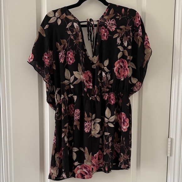 Torrid Black and Pink Floral Blouse - Picture 3 of 4